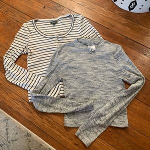Pair of crop long sleeve tees- size S